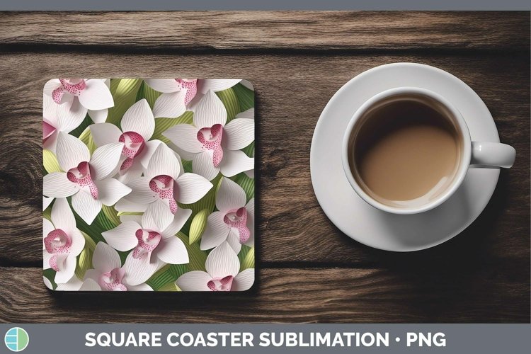 3D Orchid Square Coaster | Sublimation Coaster Designs