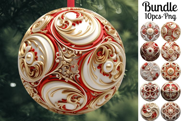 Royal 3D Round Christmas Ornaments Sublimation Bundle Png