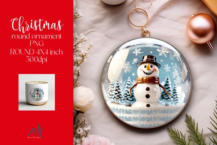 3d Christmas Round Ornament Sublimation PNG