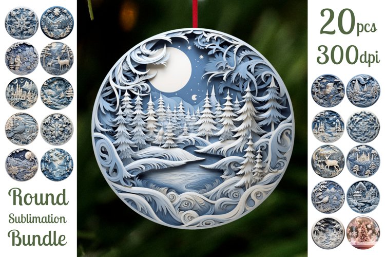 3D Christmas Ornament Sublimation Bundle / 3D Ornaments Png