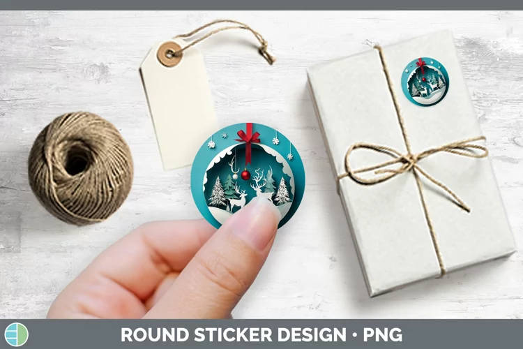 3D Ornaments Stickers | Round Labels Designs
