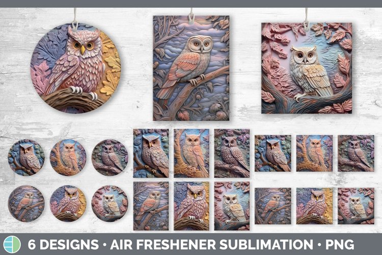 3D Owl Bird Air Freshener | Sublimation Car Freshener Design