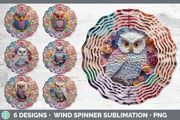 3D Owl Bird Wind Spinner Sublimation Spinner Designs Bundl