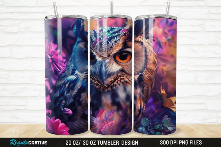 3D Owl Flower 20/30oz Skinny Tumbler