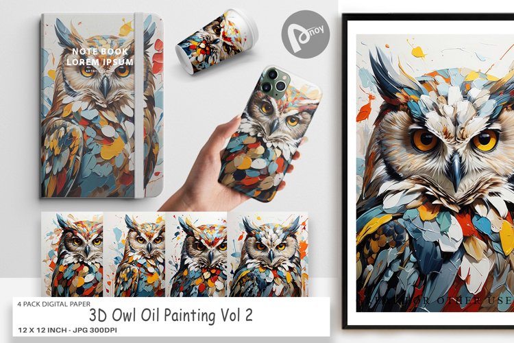 Digital Paper 3D Owl Painting