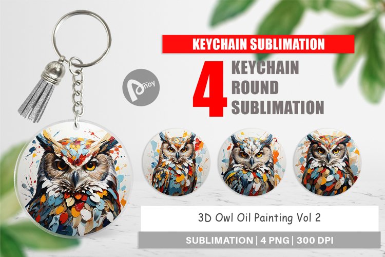 Keychain 3D Owl Painting