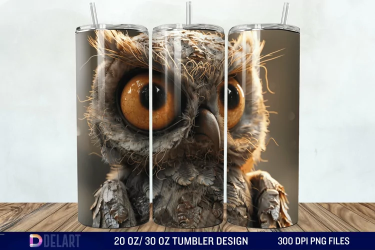 3D Owl Skinny Tumbler Wrap