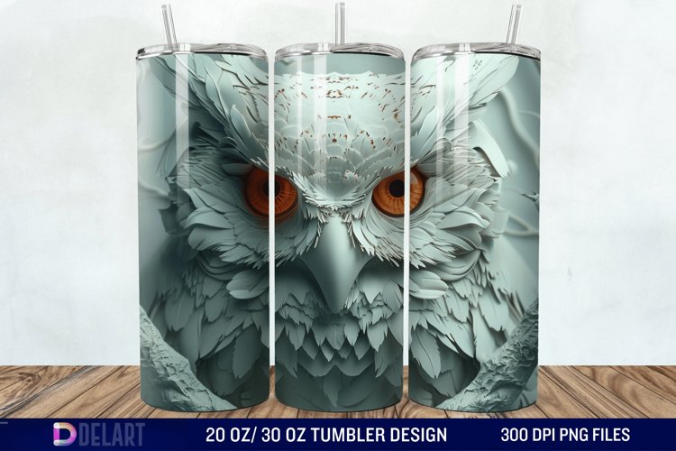 3D Owl Skinny Tumbler Wrap example image 1