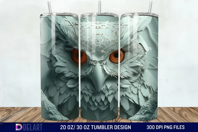 3D Owl Skinny Tumbler Wrap
