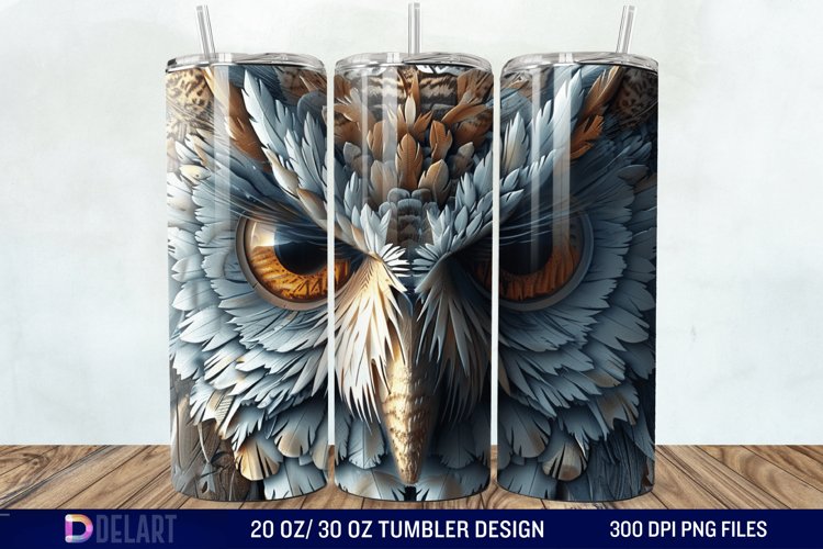 3D Owl Skinny Tumbler Wrap