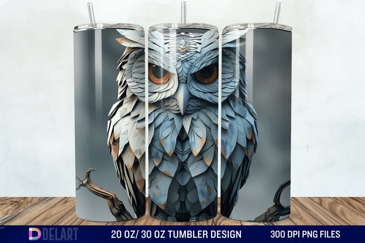 3D Owl Skinny Tumbler Wrap example image 1