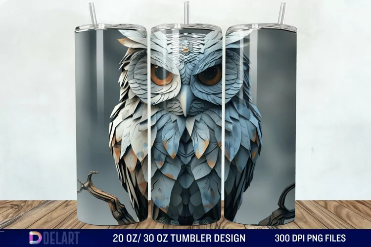3D Owl Skinny Tumbler Wrap