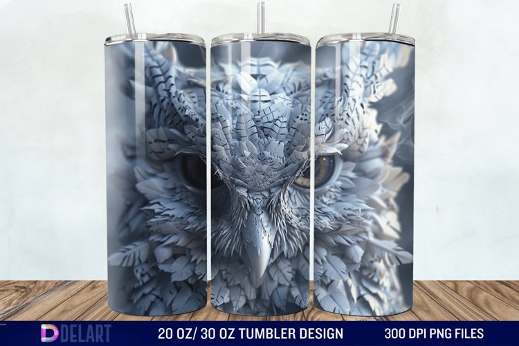 3D Owl Skinny Tumbler Wrap example image 1