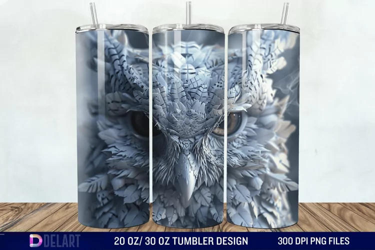 3D Owl Skinny Tumbler Wrap