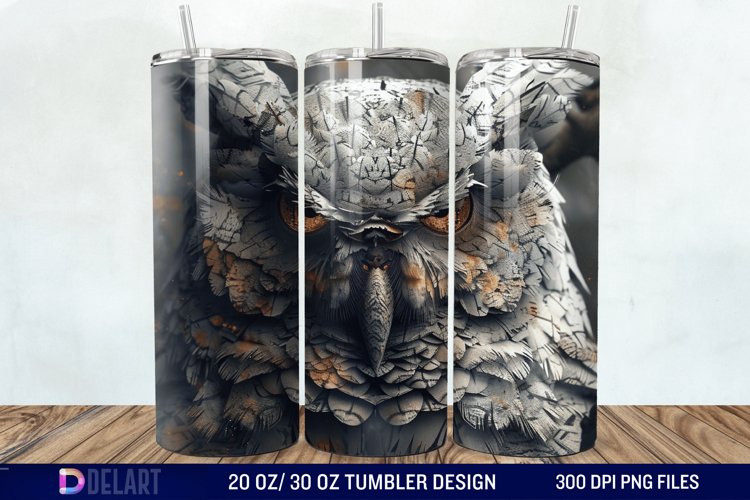 3D Owl Skinny Tumbler Wrap example image 1