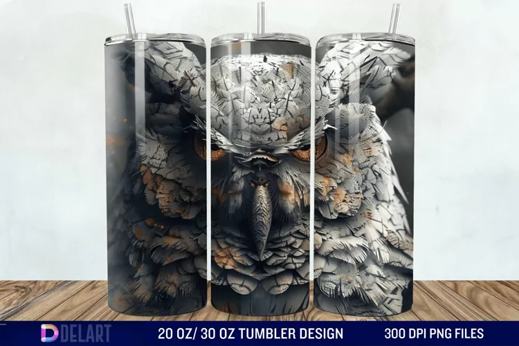 3D Owl Skinny Tumbler Wrap