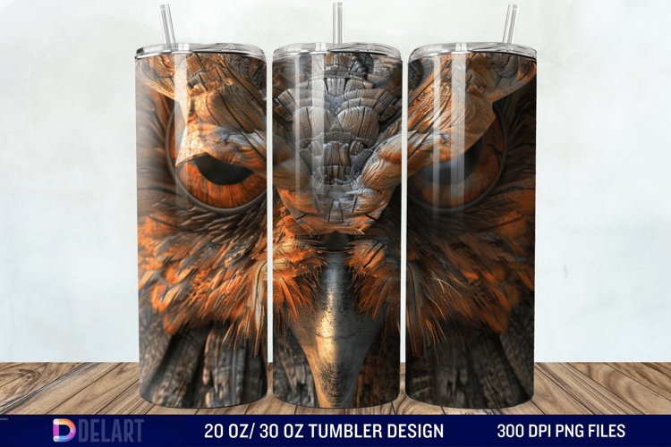 3D Owl Skinny Tumbler Wrap example image 1