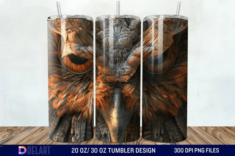 3D Owl Skinny Tumbler Wrap