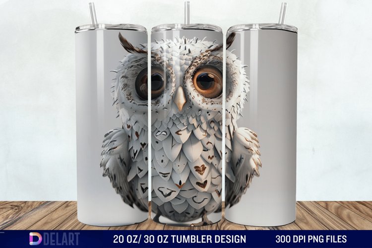 3D Owl Skinny Tumbler Wrap example image 1