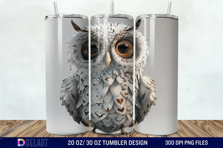 3D Owl Skinny Tumbler Wrap