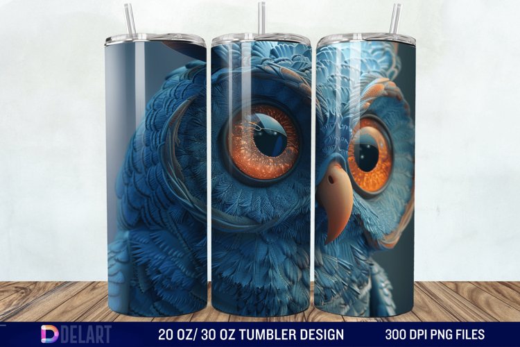 3D Owl Skinny Tumbler Wrap