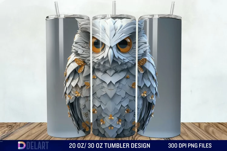 3D Owl Skinny Tumbler Wrap