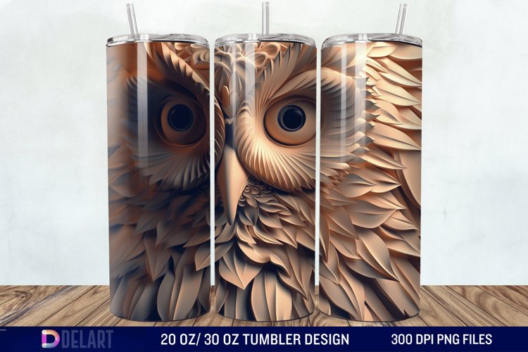 3D Owl Skinny Tumbler Wrap example image 1
