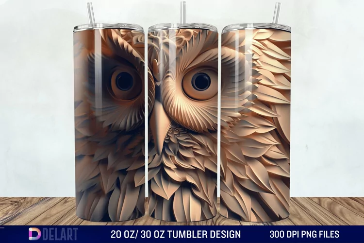 3D Owl Skinny Tumbler Wrap