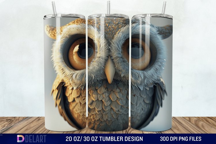3D Owl Skinny Tumbler Wrap example image 1