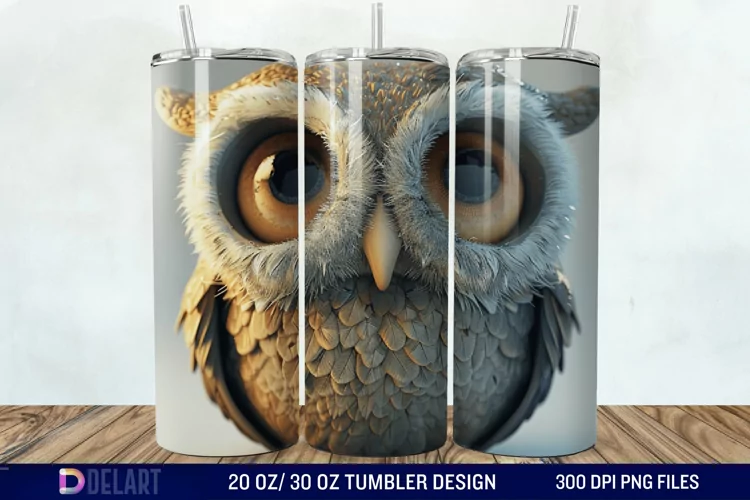 3D Owl Skinny Tumbler Wrap