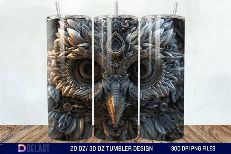 3D Owl Skinny Tumbler Wrap example image 1
