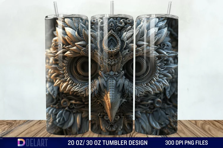 3D Owl Skinny Tumbler Wrap