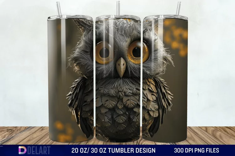 3D Owl Skinny Tumbler Wrap