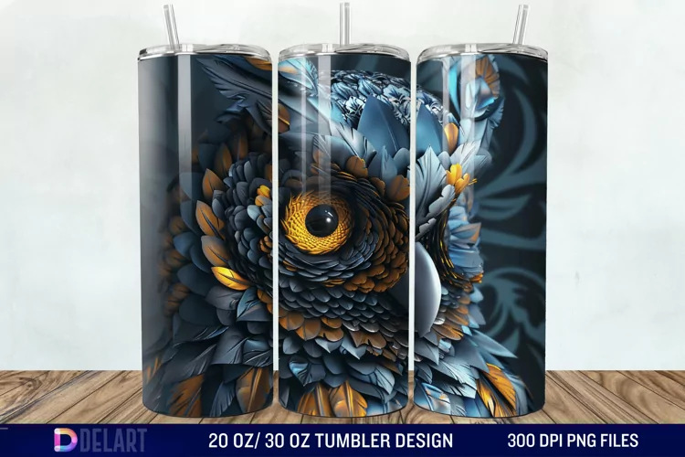 3D Owl Skinny Tumbler Wrap