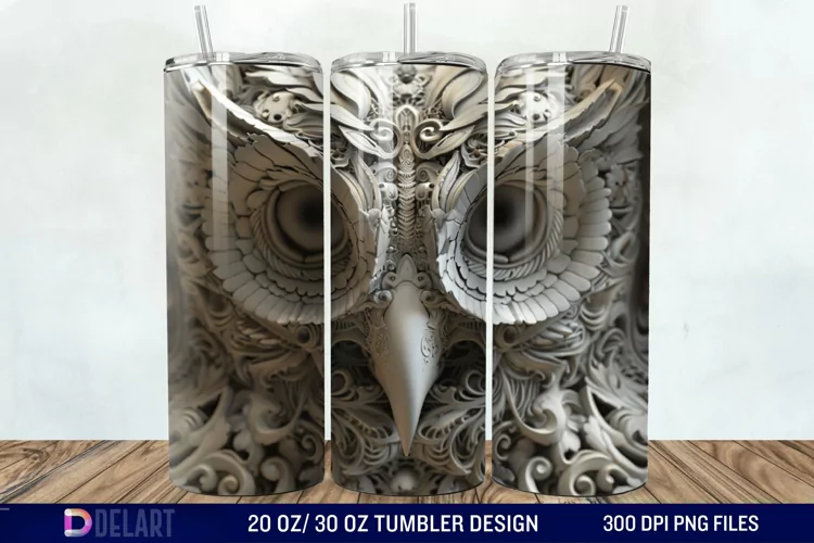 3D Owl Skinny Tumbler Wrap