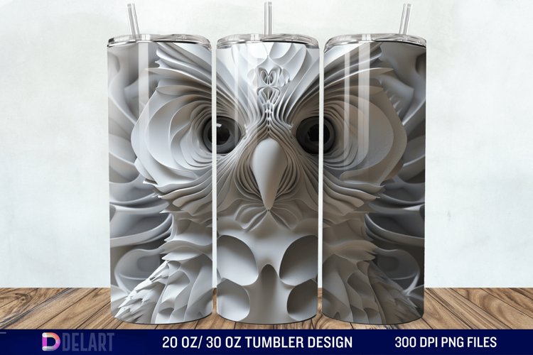 3D Owl Skinny Tumbler Wrap example image 1