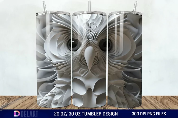 3D Owl Skinny Tumbler Wrap