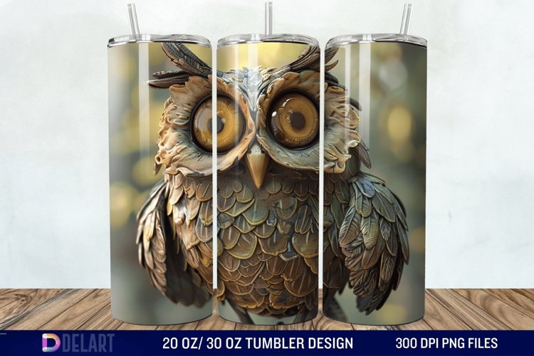 3D Owl Skinny Tumbler Wrap example image 1