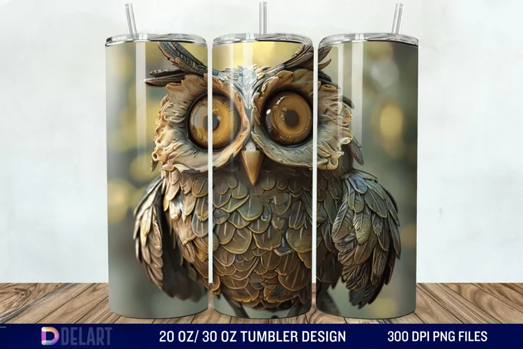 3D Owl Skinny Tumbler Wrap