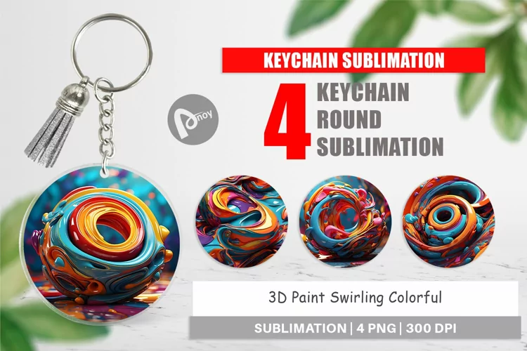 Keychain 3D Paint Swirling Colorful