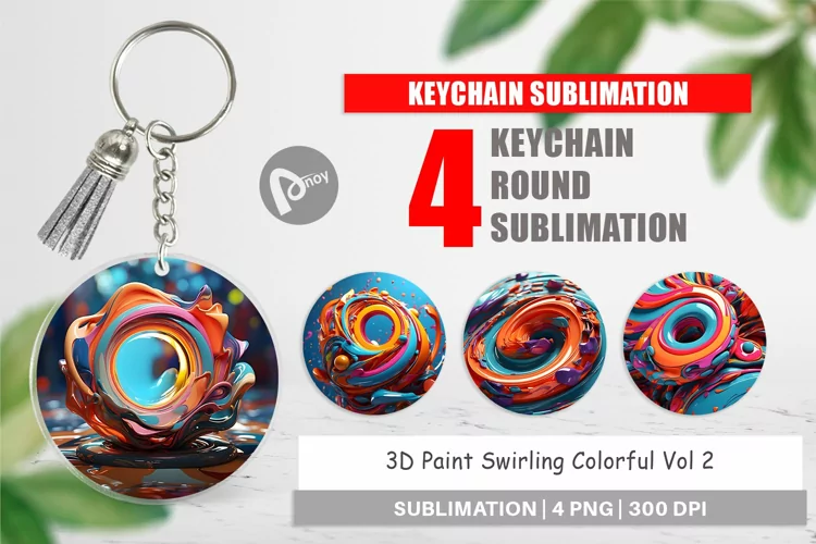 Keychain 3D Paint Swirling Colorful