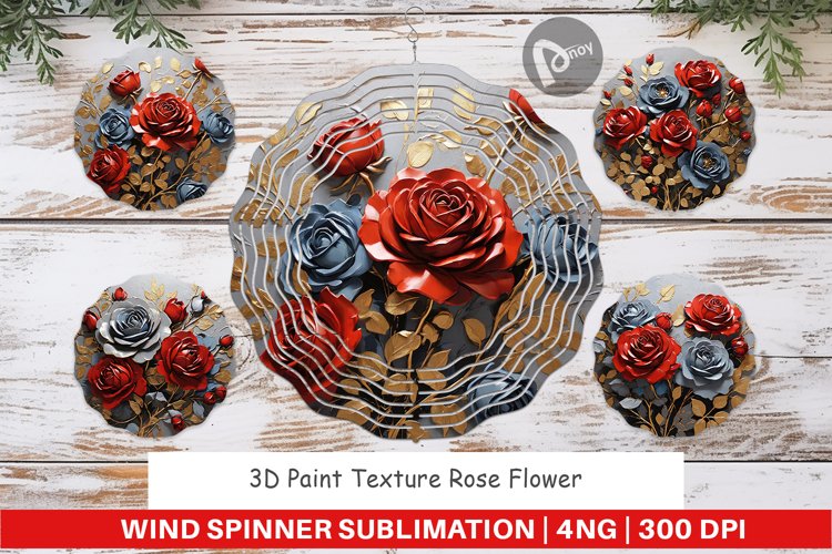 Wind Spinner 3D Rose Paint Texture