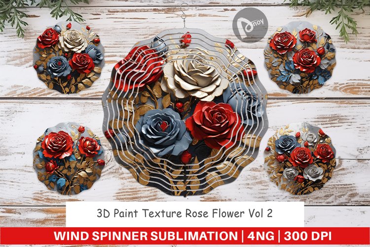 Wind Spinner 3D Rose Paint Texture