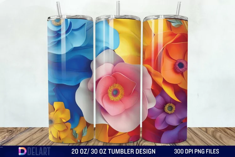 3d Painted floral Through Tumbler Wrap