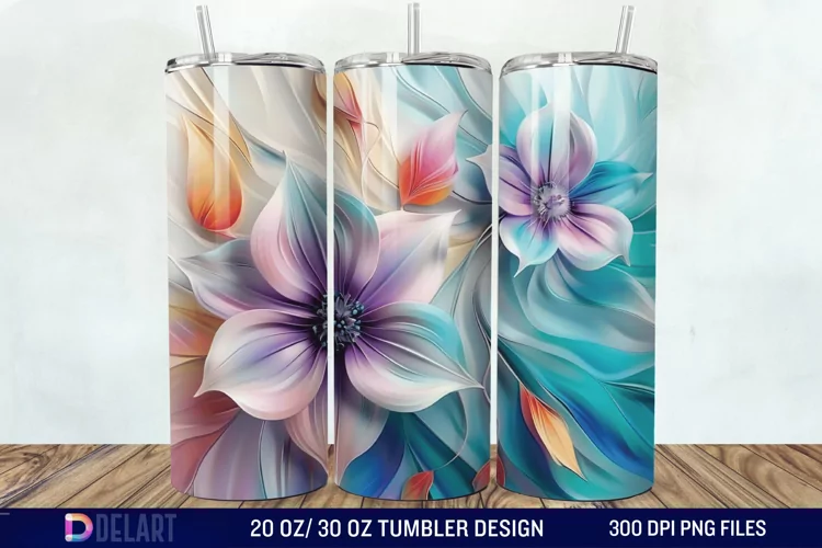 3d Painted floral Through Tumbler Wrap