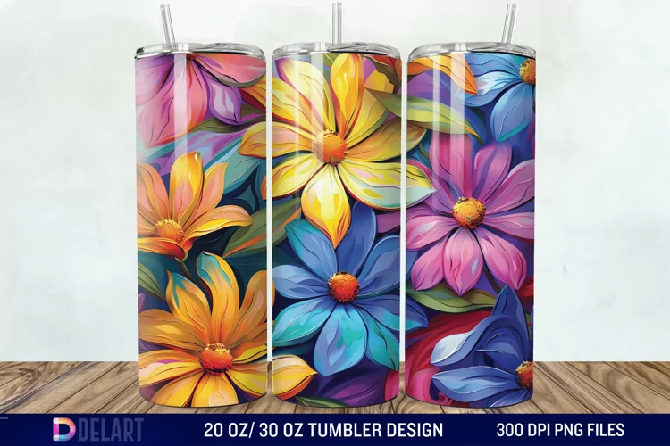 3d Painted floral Through Tumbler Wrap
