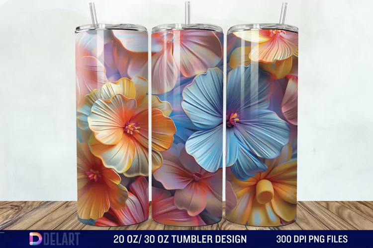 3d Painted floral Through Tumbler Wrap