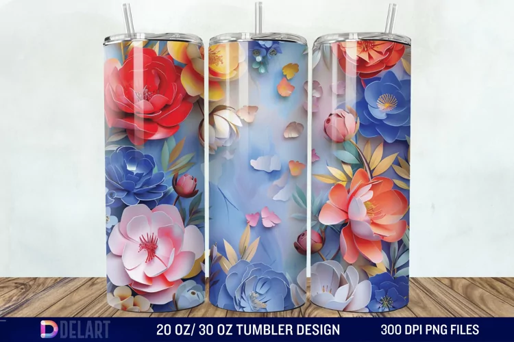 3d Painted floral Through Tumbler Wrap
