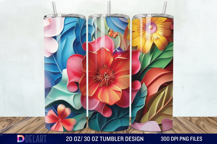 3d Painted floral Through Tumbler Wrap example image 1