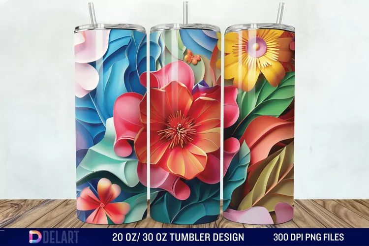 3d Painted floral Through Tumbler Wrap
